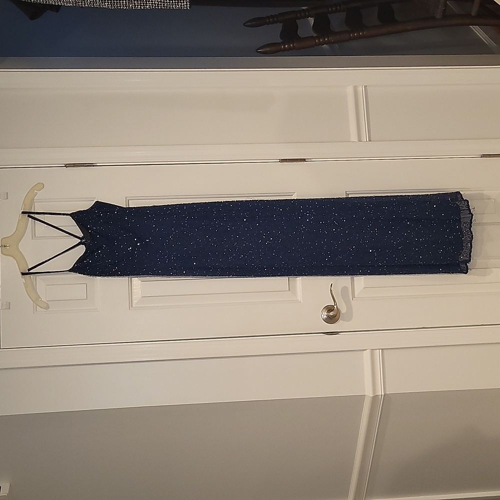 BEADS by San Mehta Prom Dress, Size Small, Navy Blue, Sequins and Stones